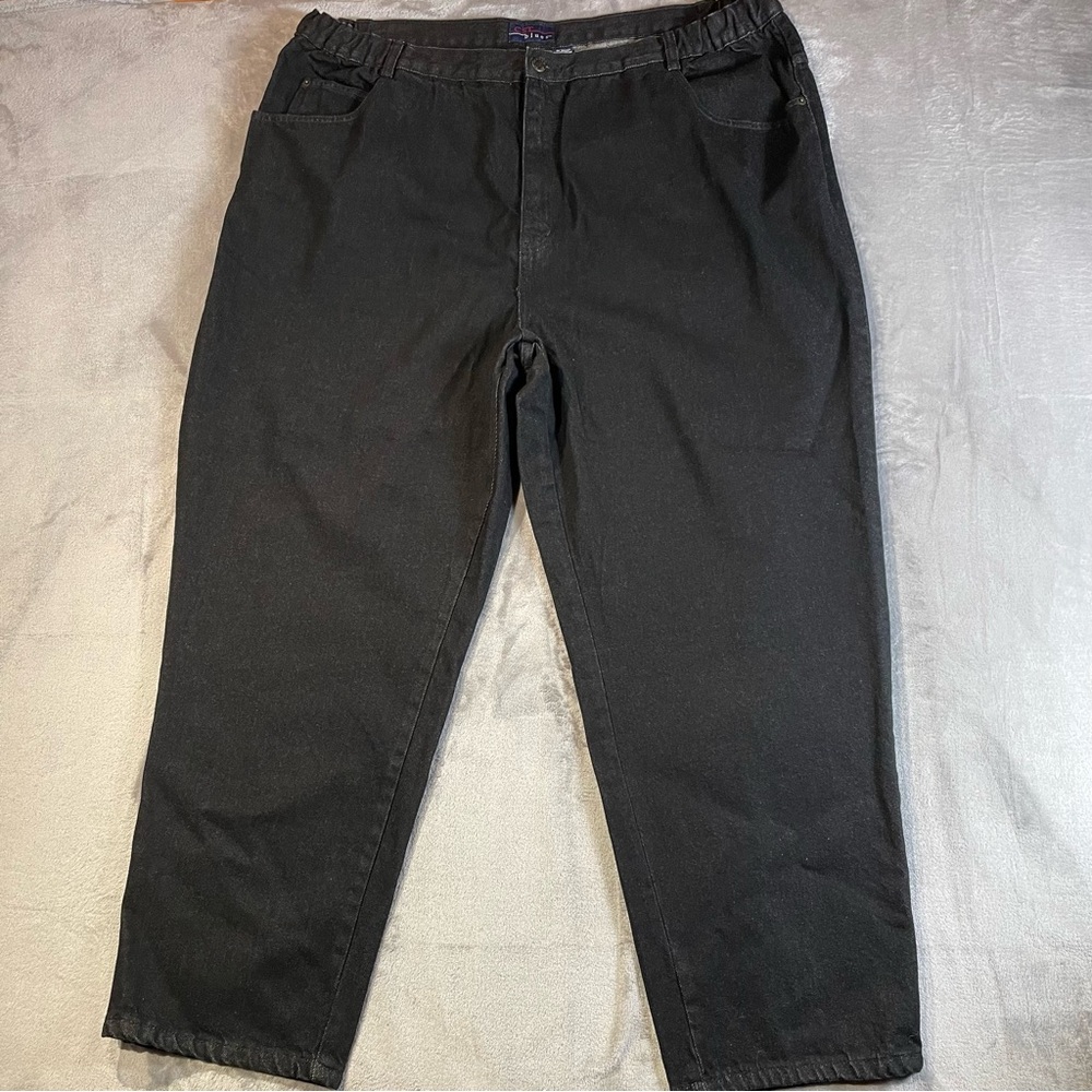CST BLUES Black Size 28W 5 Pocket Jeans Dark Wash Elastic Button Fly Waist